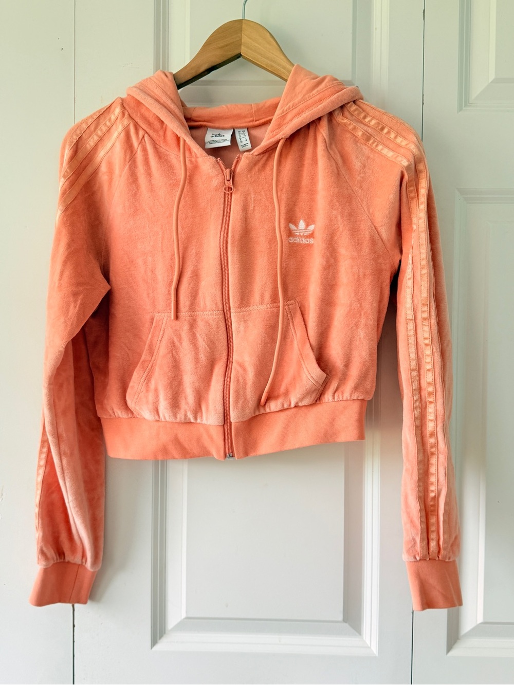 adidas Peach Pink Velour Zip Hoodie